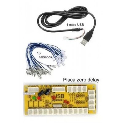 Placa 0 delay com cabos